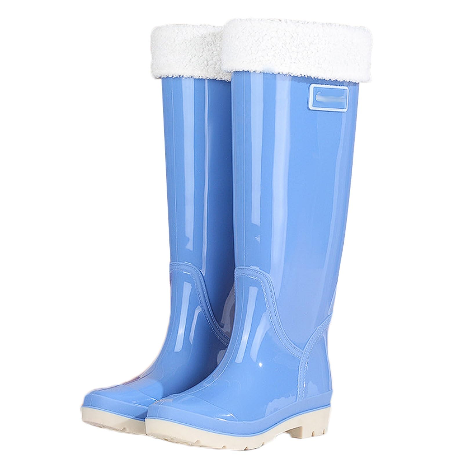 Stivali da Pioggia Alti da Donna, Impermeabili, Antiscivolo, Stivali da Giardino in PVC da 42,5 cm con Fodera in Rete, Suola con battistrada for Pneumatici Stivali da Pioggia(Blauw,41 EU)