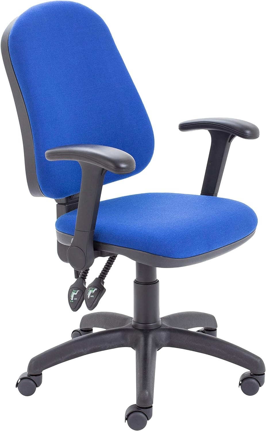 LAB SPACE Chilli Mist Office Chair, Arms Available, Computer Desk Chair, Swivel Chair with Adjustable Backrest, Home Office Chair with Wheels, Max 115kg, 2 Yr Wty (Blue, Folding Arms)