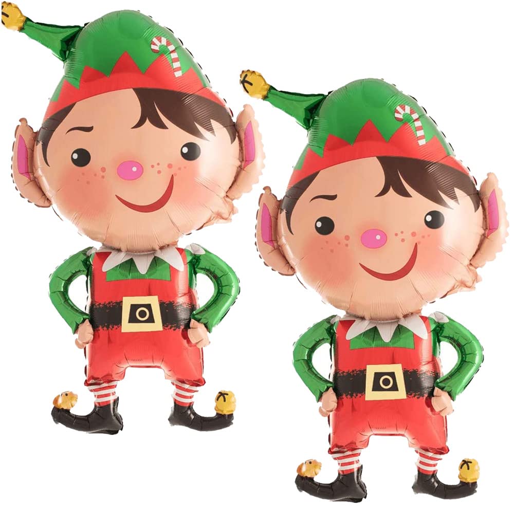 Elf Balloons (2 PACK) Helium or Air Xmas Decs Decorations Elf on the Shelf
