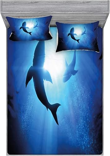 Miniatura 103 de Ambesonne - Juego de sábanas bajeras y fundas de almohada, diseño clásico botánico, plantas de jardín vintage, juego de 3 piezas con estampado