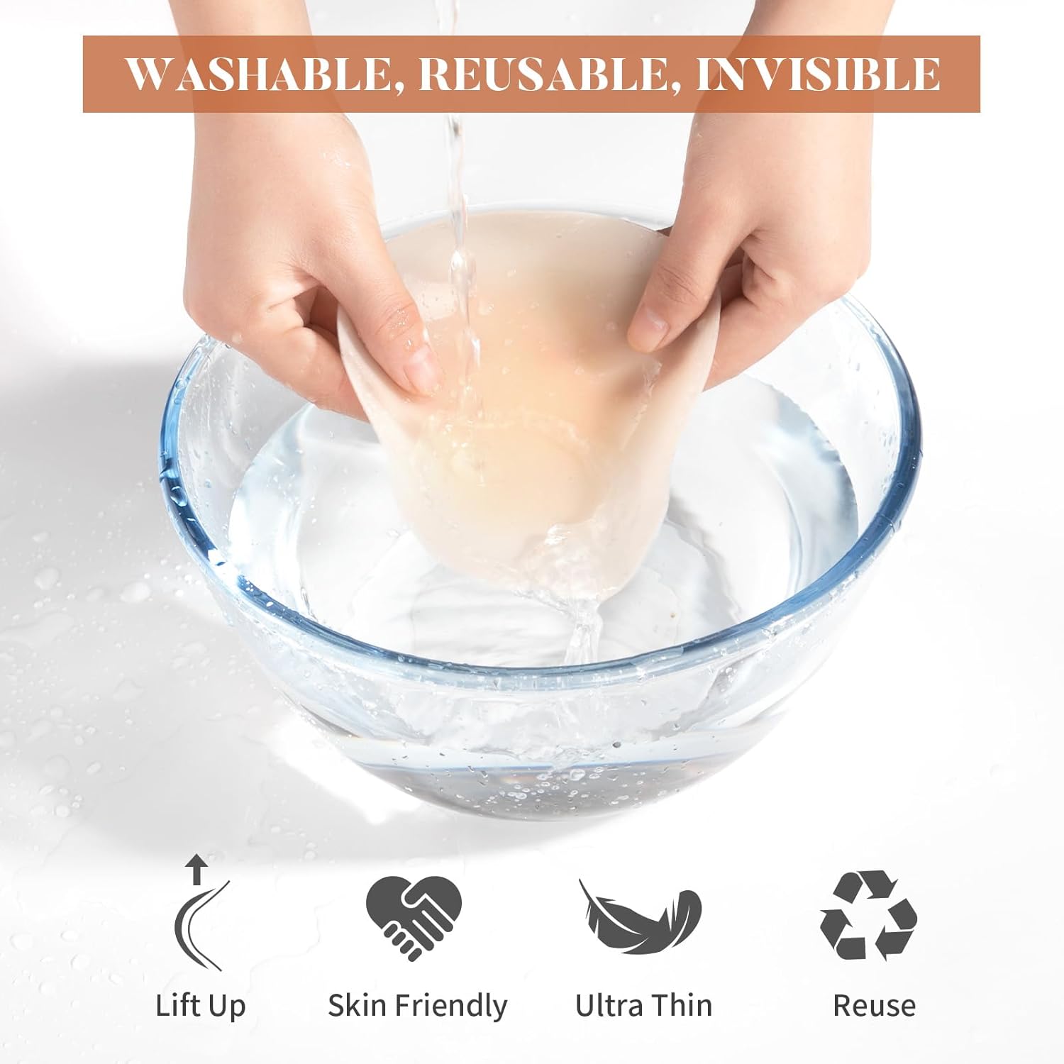 Trifabricy Nipple Covers - 2 Pairs Lift Ultra-Thin Sticky Push up Nipple Pasties, Reusable Silicone Breast Petals, Strapless Backless Bras, Pasties for Women - Image 4