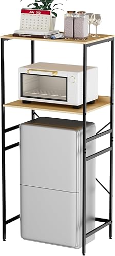 Miniatura 10 de Estante para Mini Nevera Mini Nevera y Soporte para Microondas Sobre Mini Nevera Estante de Almacenamiento de 3 Niveles Soporte para Microondas y