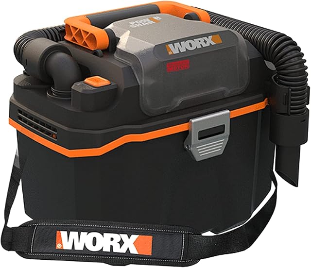 WORX WX031.9 Akumulatorowy odkurzacz do pracy na mokro i na sucho - przenośny i poręczny - 20 V - z dyszą szczelinową i szerokostrą końcówką - bez akumulatora i ładowarki, Czarny/Pomarańczowy