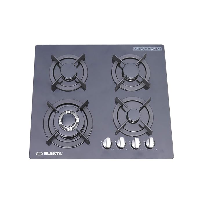 Buy Elekta 4 Burner Gas Stove Builtin Tempered Glass Stove, with Full