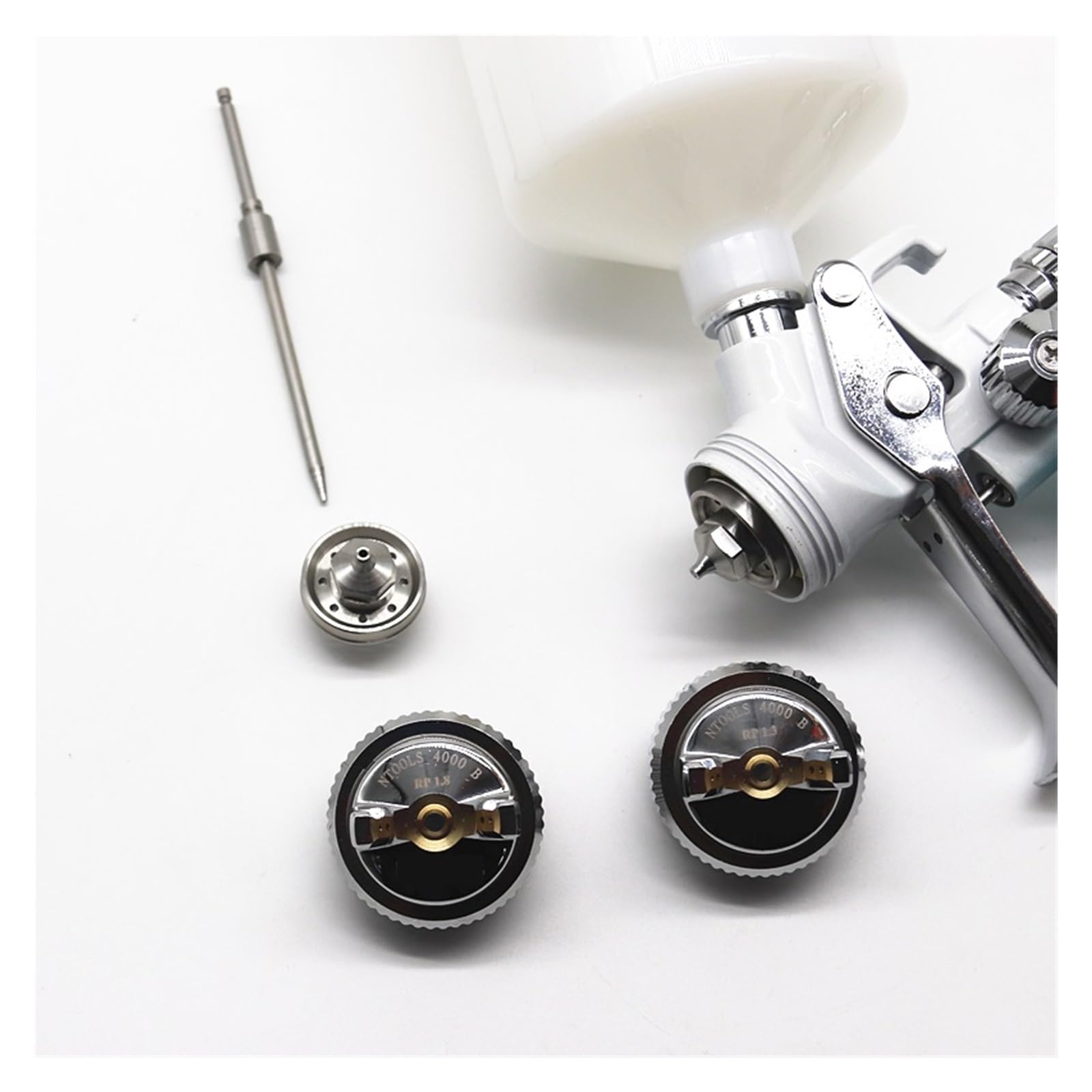 Dysza Pistoletu Natryskowego 1,3 I,8 Mm Ze Zbiornikiem Mieszającym 400CC Adapterem Pistolet Do Lakieru Samochodowego Lakierowania Farby 4000B Na Sprężone Powietrze Wysoka Precyzja Atomizacji(B)