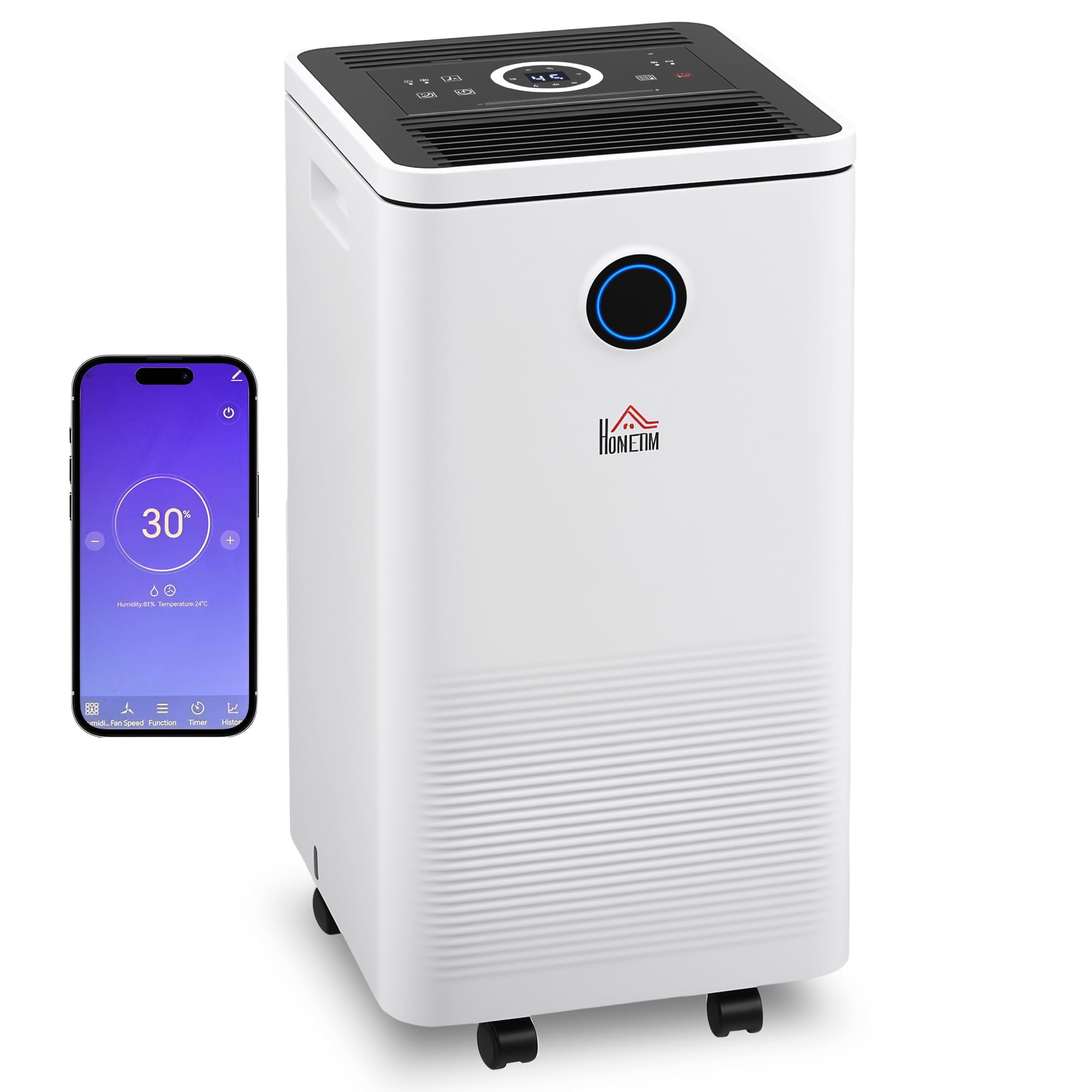 Homcom 10L/day 2.5L Wifi Smart DehumidifierPortable Quiet Air Dehumidifier from B&Q