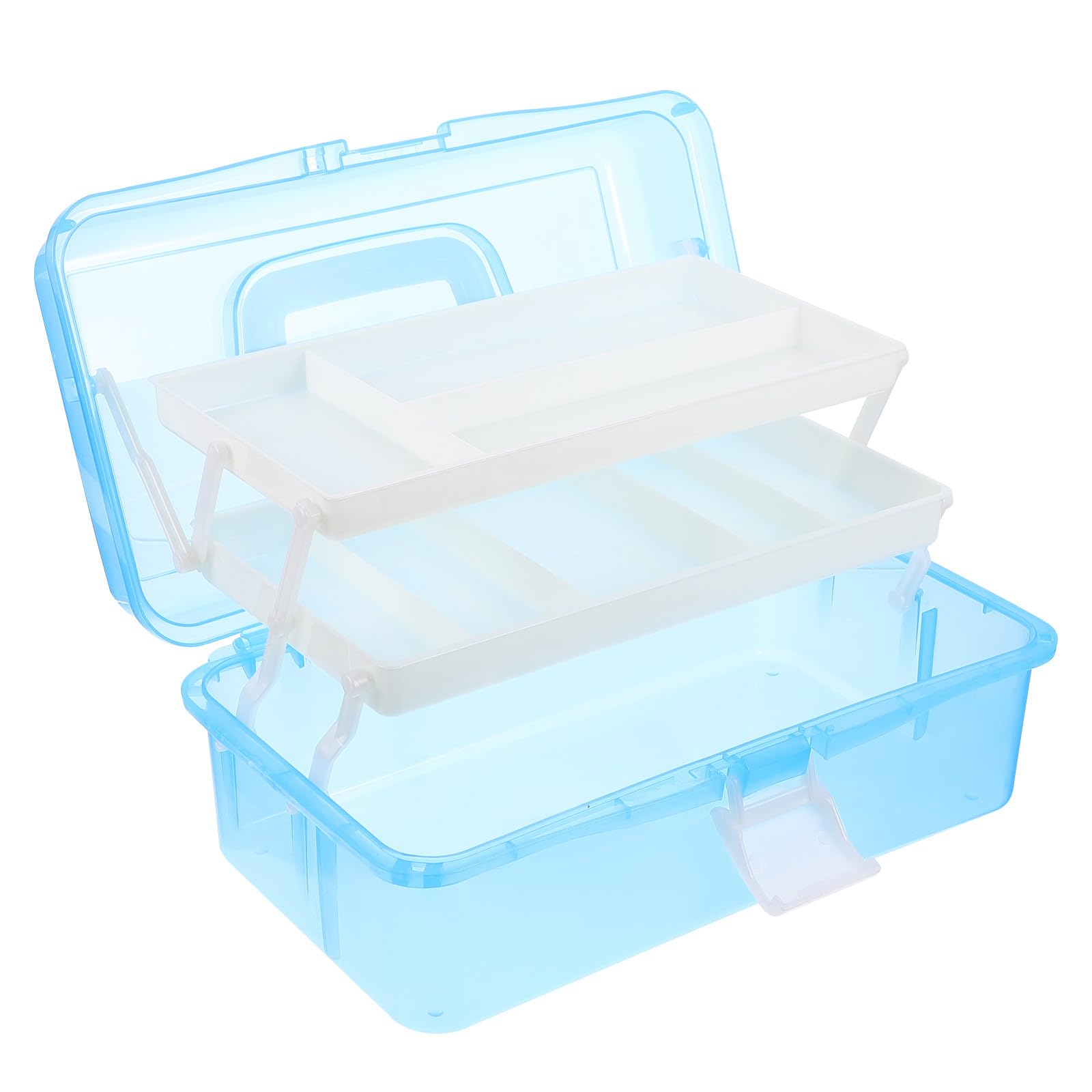 Boite de rangement plastique 3 couches portable avec couvercle pour accessoires