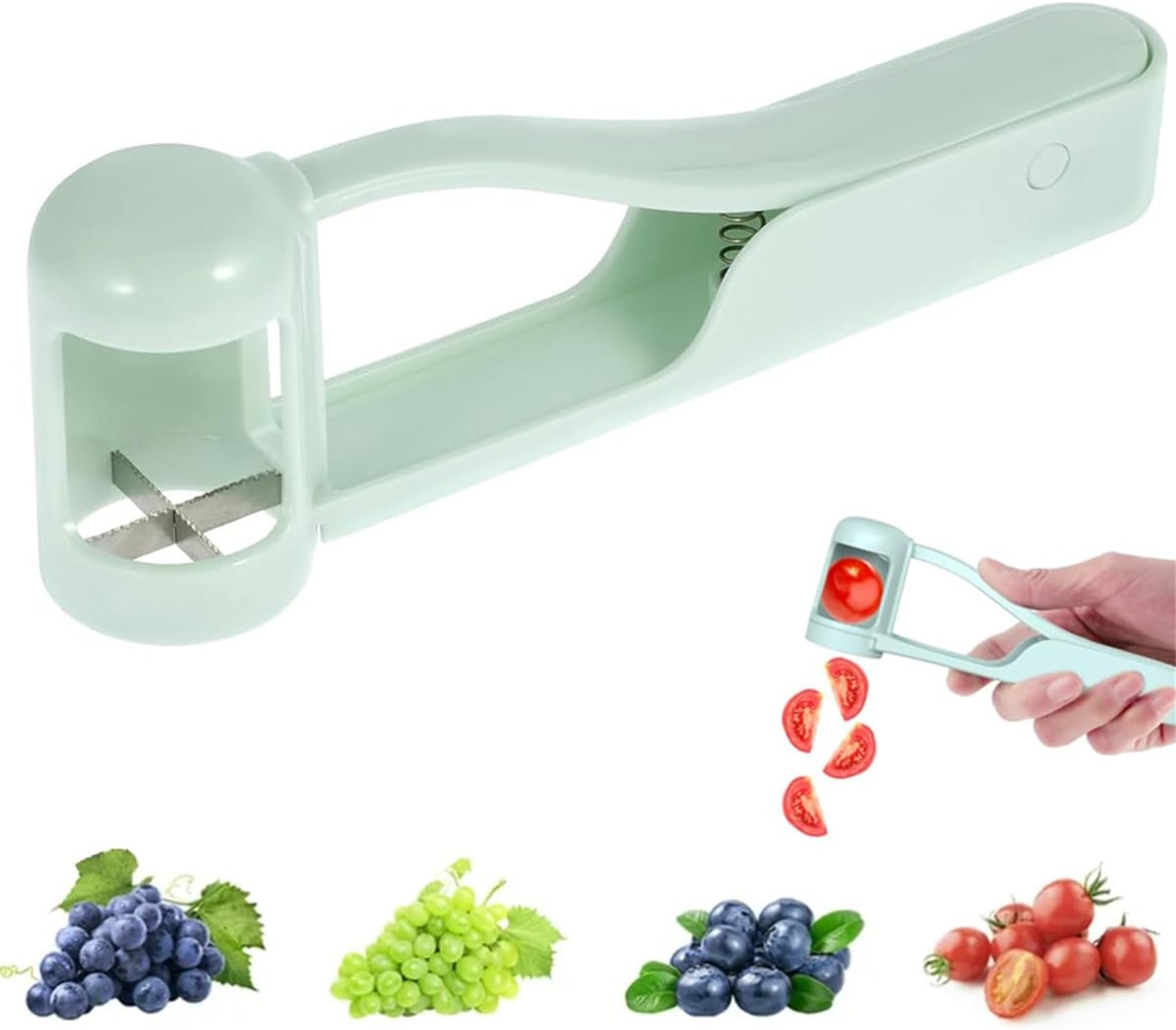 Coupe-raisin Et Tomates Cerises Pour Bébé – Lame Inox Dentelée – Coupe En Quartiers Sans Abîmer La Peau – Sécurité Et Facile à Nettoyer
