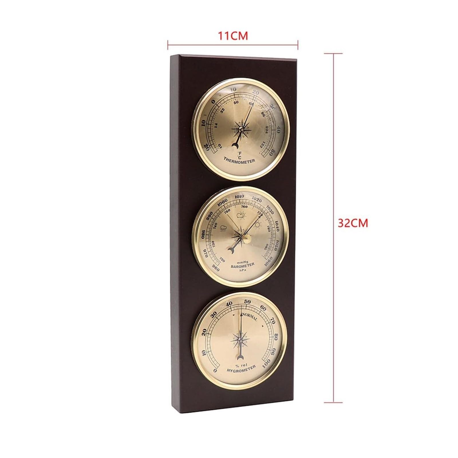 Barometer, Analoge Wetterstation, Wandmontierte Wetterstation aus Holz, Barometer for zu Hause, geeignet for Büro, Familie, Hotel