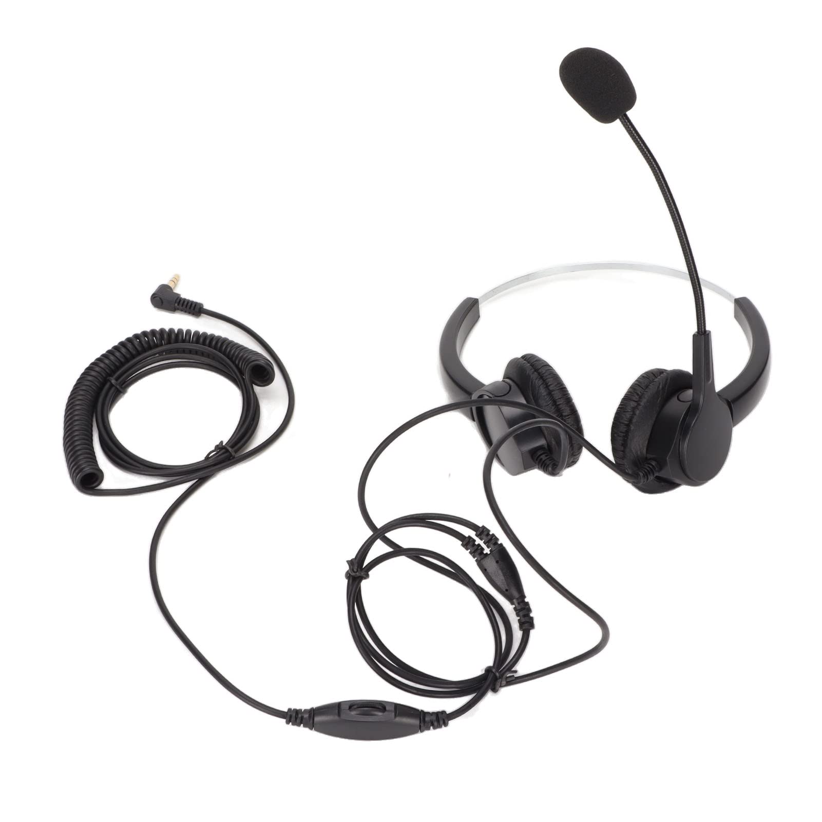 call center headset with phone, wired computer headphone, noise cance mic for phone laptop pc t, 3.5mm headset with headband and retractable cable,