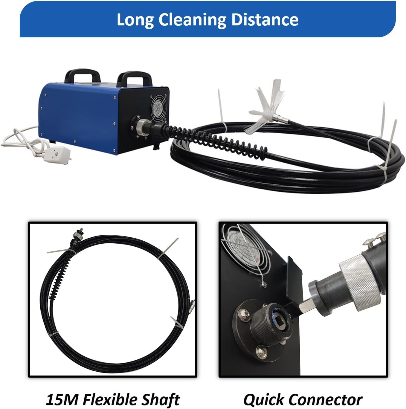 INTSUPERMAI Portable Air Duct Cleaner Machine 220V/110V, Rotary Brush Pipeline Cleaning Machine, 550W HVAC Duct Cleaning System 15M/49.2FT Flexible Shaft & 4 Brushes for 1.97-39.37 Inch Pipes