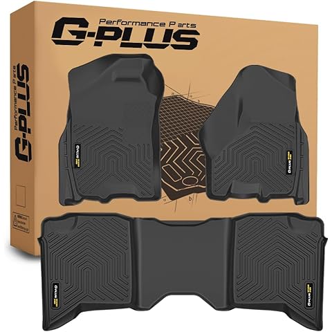 G-PLUS Floor Mats Fit 2009-2018 Dodge Ram Truck Crew Cab/Not Fit Tradesman Quad Cab, TPE All Weather Full Cover Protection 1st & 2nd Row Floor Liners Car Cargo Liners Black