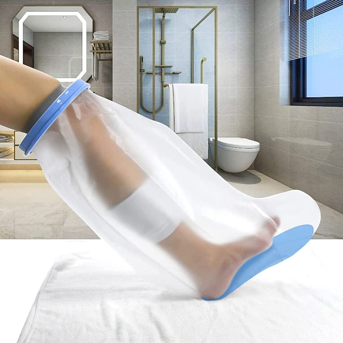 wasserdichte Gipsverbände zum Duschen der Erwachsenen, Duschschutz Bein Wasserdichter Fußschutz Dichtungsbeutel, Wiederverwendbare Gips Verbandsschutz (Size:Erwachsener mit kurzem Bein)