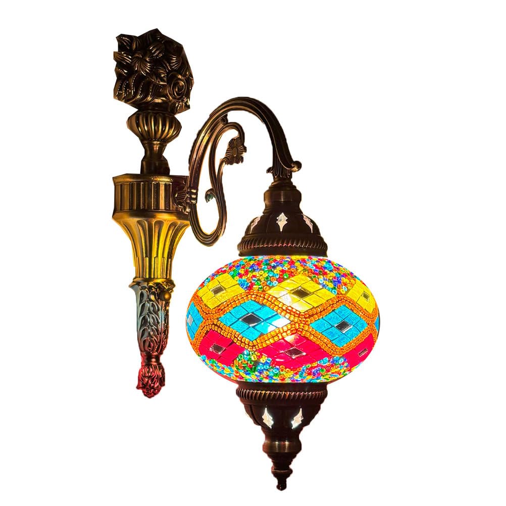 GAUUA Vintage Bohemian Mosaic Color Glass Indoor Wall Lamp forHotel Restaurant Hall Bedroom Walkway And Bar Unique Wall Lighting Decor