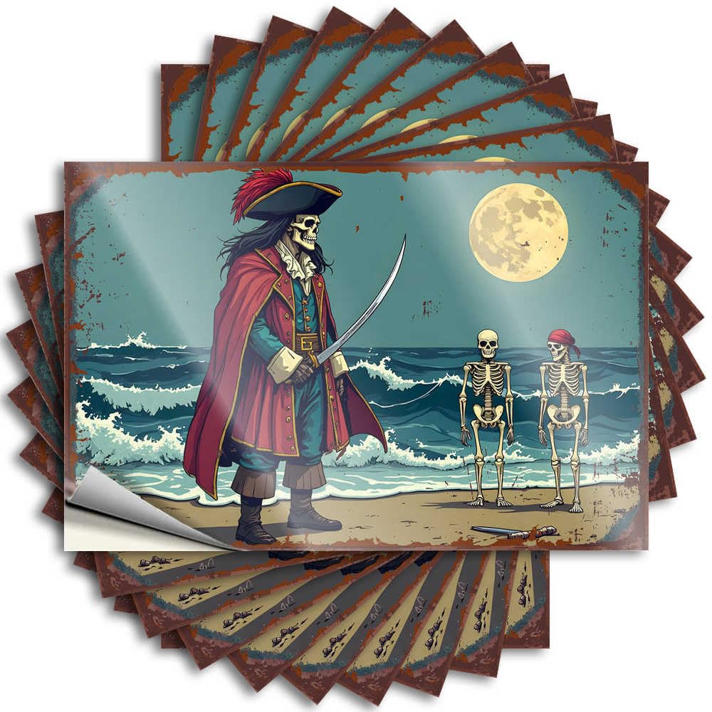 Skull And Bones: A Pirate's Nightly Watch Stuff For Bedroom Quick Diy | Plastic Decals Wall Removable Vinyl Sticker Decal(6X9CM)
