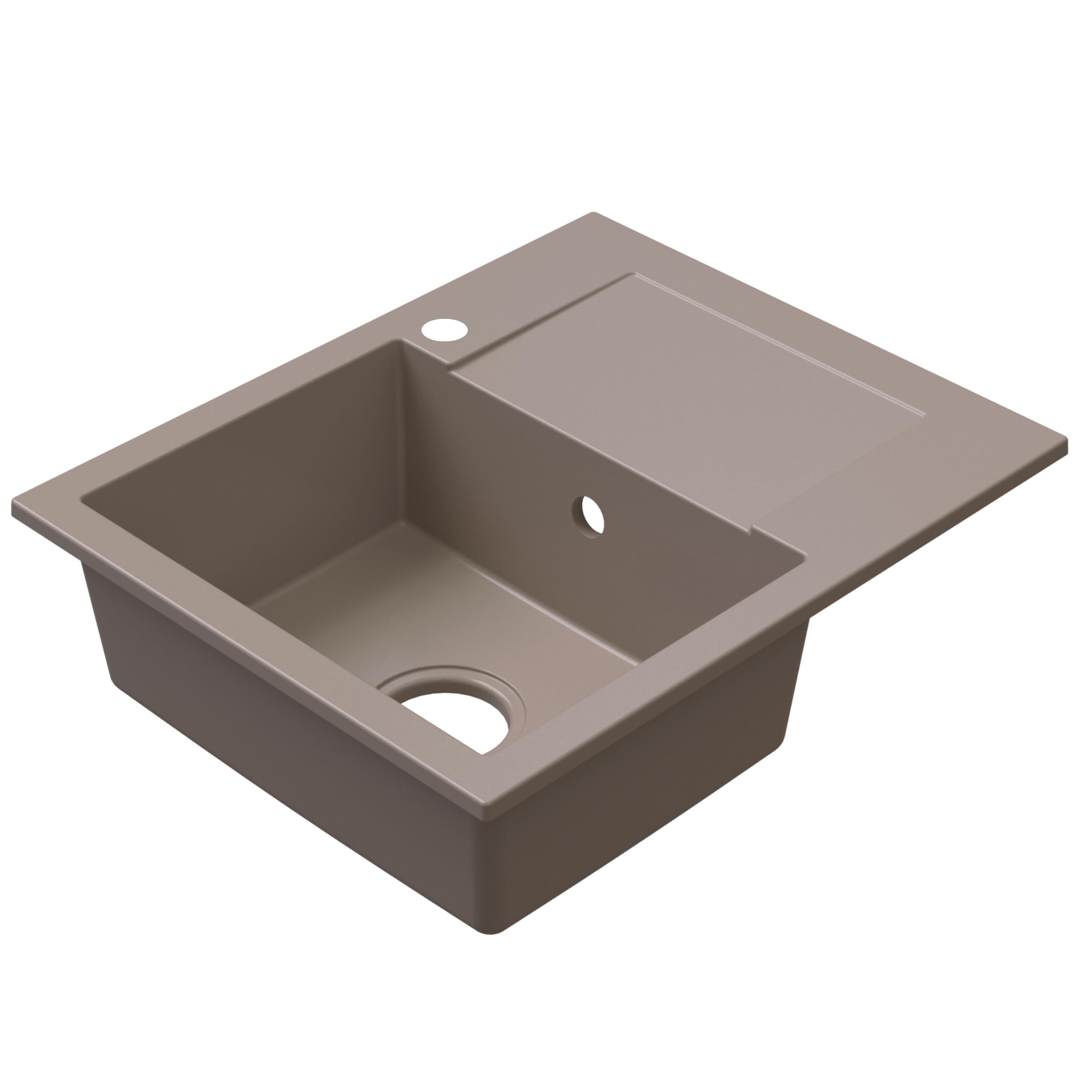 SINK QUALITY zlewozmywak granitowy beżowy z armaturą 58 x 47 - zlewozmywak z syfonem i środkiem impregnującym - zlewozmywak kuchenny beżowy z ociekaczem do szafki pod umywalkę 50