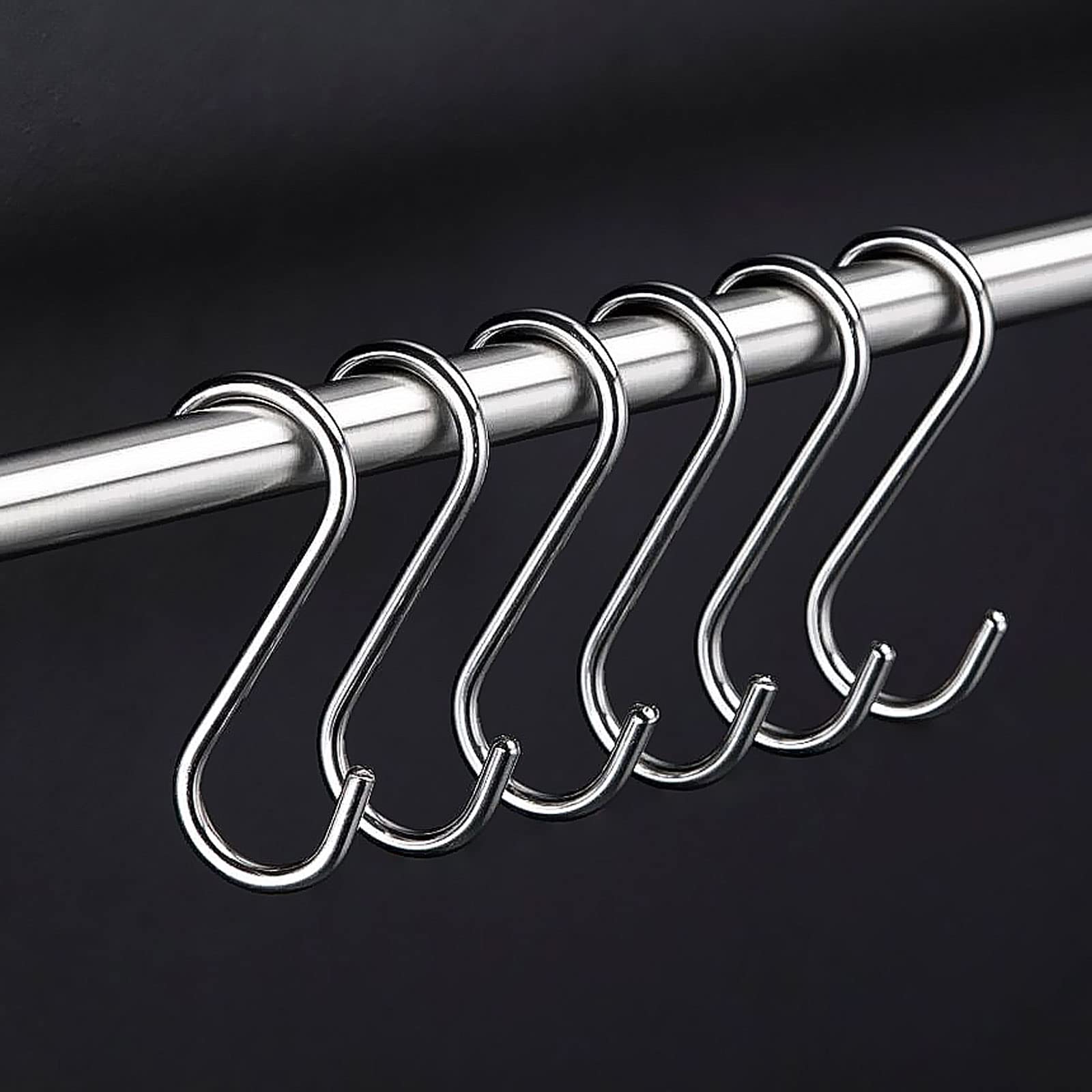 LOLYSIC 100 Pieces 2.8'' S Shape Stainless Steel S Hooks for Hanging Sliver S Hooks Rack Hanger Heavy Duty Hanging Hooks for Kitchen Workshop Bathroom Garden - Image 4