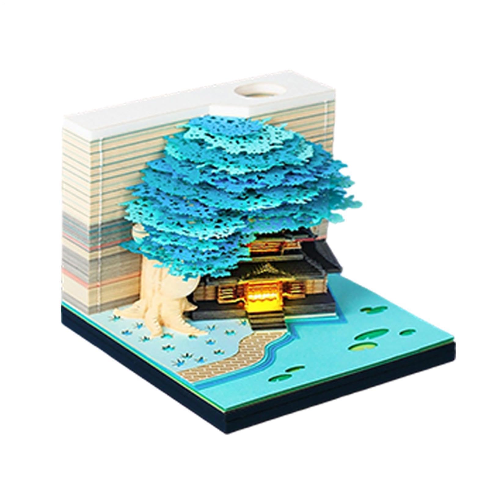 3D-Notizblock LED Desktop 2027 3D-Schnitzerei-Zeitmesser mit Haftnotizen | Interaktive Kalender-Dekoration Für Büro, Schule, Zuhause, Wohnheim, Wohnung, Schlafzimmer, Wohnzimmer und Bücherregal