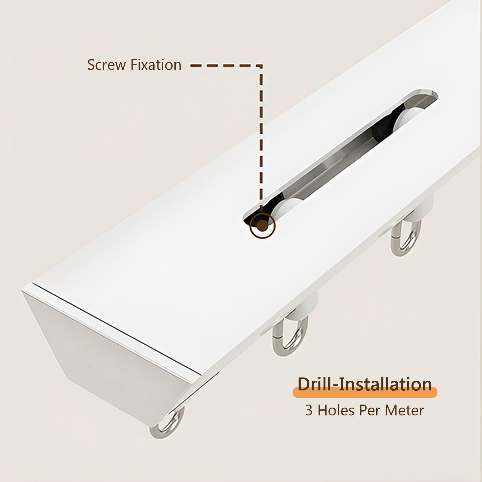 Aluminium Vorhangschiene – Gardinenstange für Fenster – Deckenmontage – Leise & Flüssig Gleitend – für Raumtrenner, Wohnzimmer, Schlafzimmer Ultradünne Vorhangschienen(500cm(4 * 125cm))