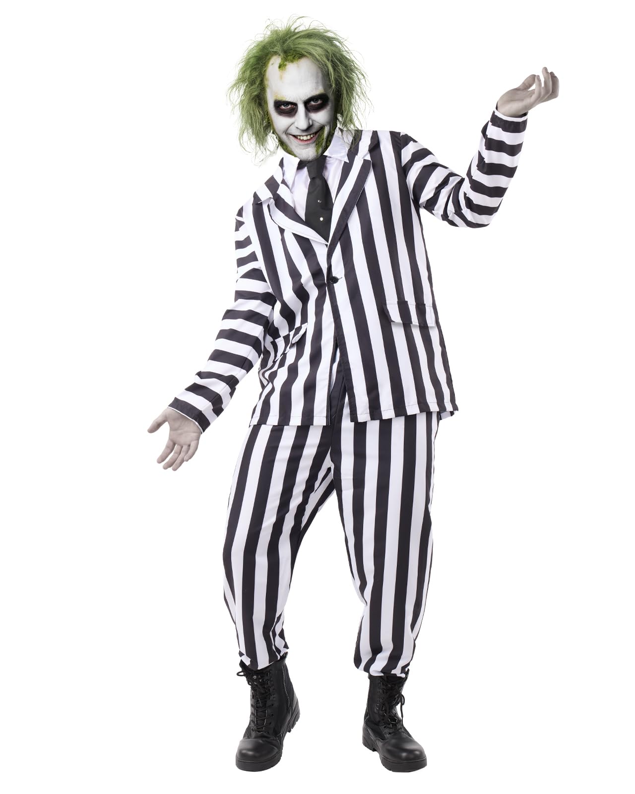 Funidelia Disfraz Oficial de Beetlejuice para hombre, Tim Burton, Incluye americana, pantalón y corbata - Traje para adultos para fiestas, Carnaval y Halloween