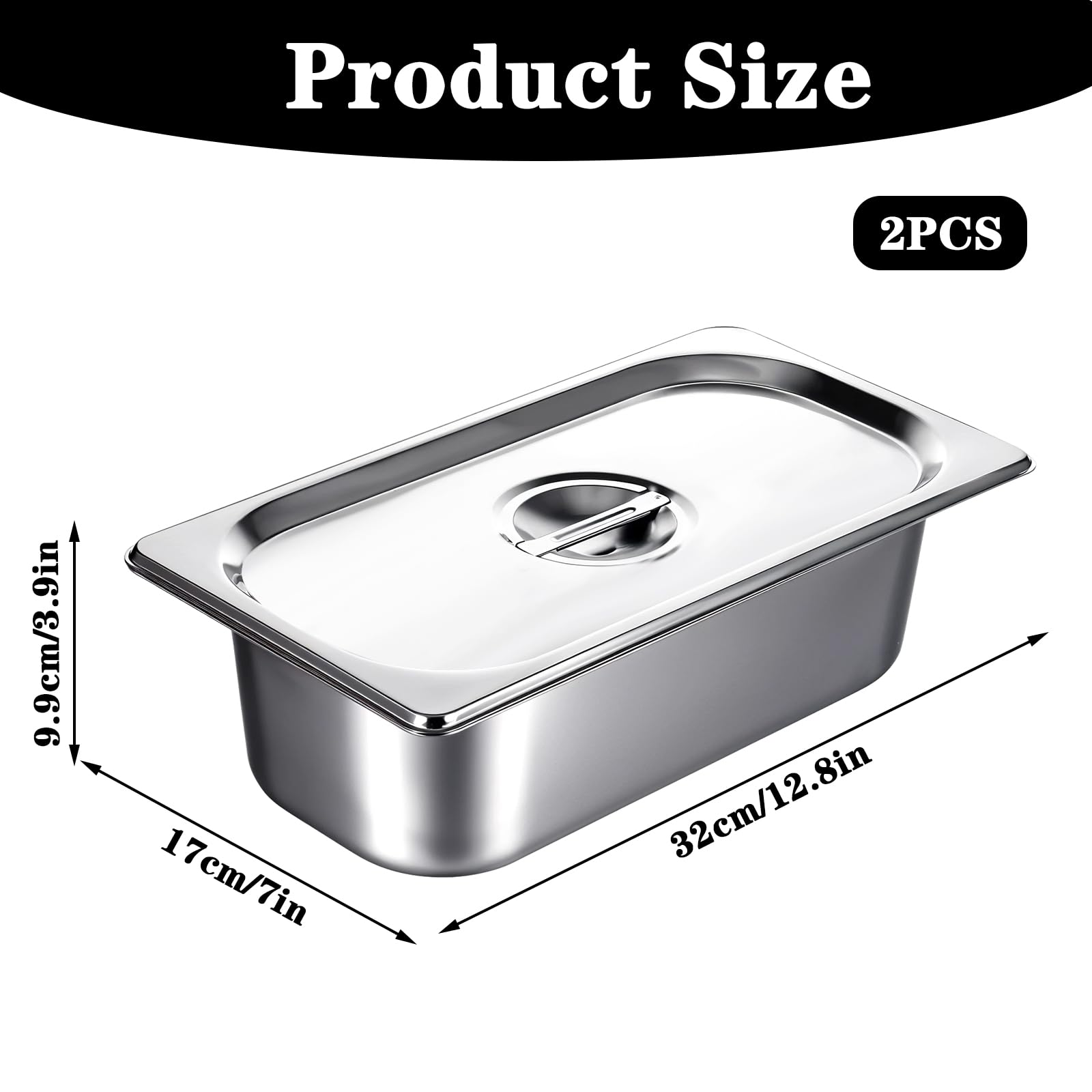 Stainless Steam Hotel Pans - 2 Pack with Lid -2 Stainless Steam Hotel Pans - 2 Pack with Lid -2