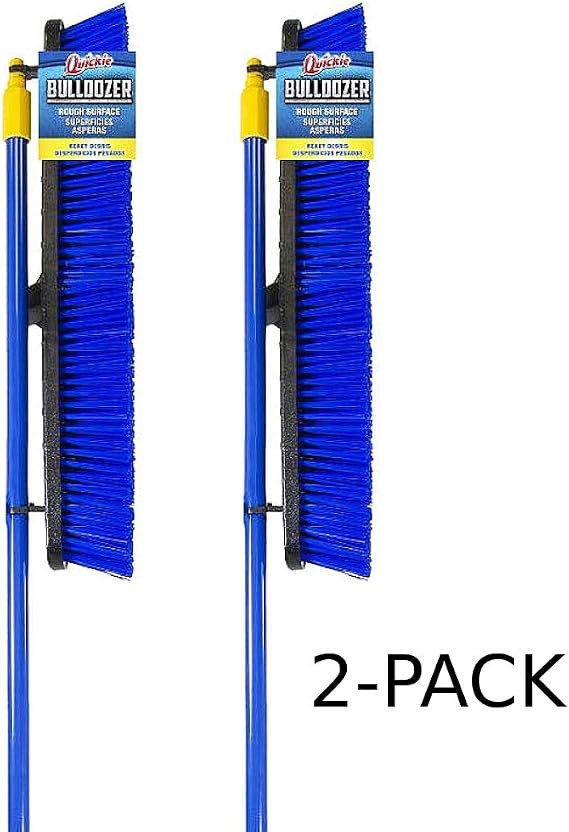 Quickie 5992 24-Inch Knockdown Rough-Surface Push Broom with Steel Handle, 2-Pack, Blue