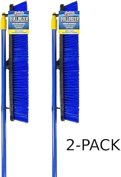 Quickie 5992 24-Inch Knockdown Rough-Surface Push Broom with Steel Handle, 2-Pack, Blue