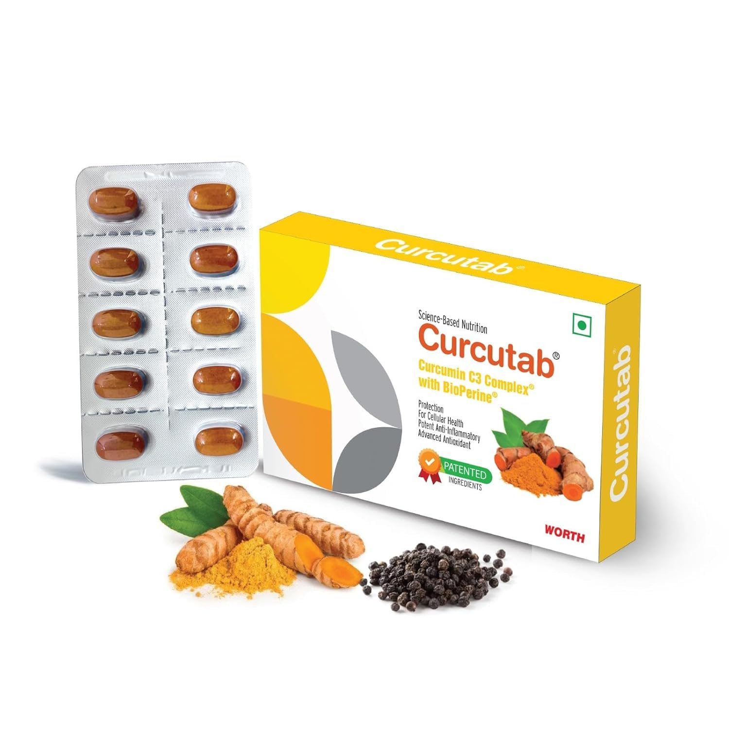 Curcutab Curcumin C3 Complex with BioPerine | Supplement for Adults | Patented Formula – 475mg Curcumin & Black Pepper | Fights Inflammation, Relieves Joint Pain | 10x10 Tablets-picture-30