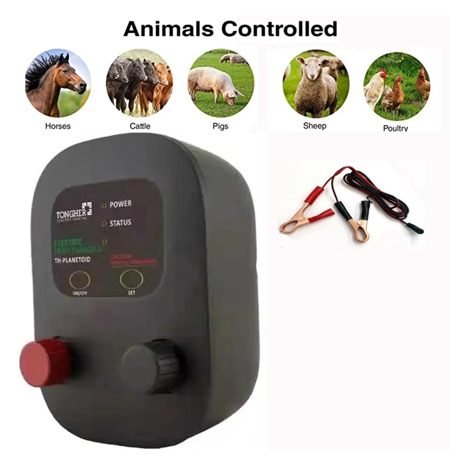 Pastor Electrico, Cerca eléctrica 2 en 1 de 0,5 Julios con energizador y 100 m de Alambre de aleación de Aluminio de 7 Hilos for Control de pastoreo eléctrico de Animales de Granja.