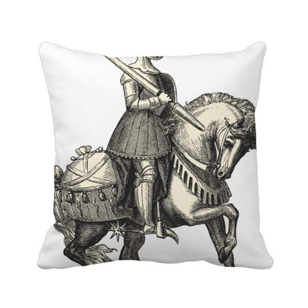 Coussin chevaliers médiévaux dessin 40x40 cm pour déco canapé salon