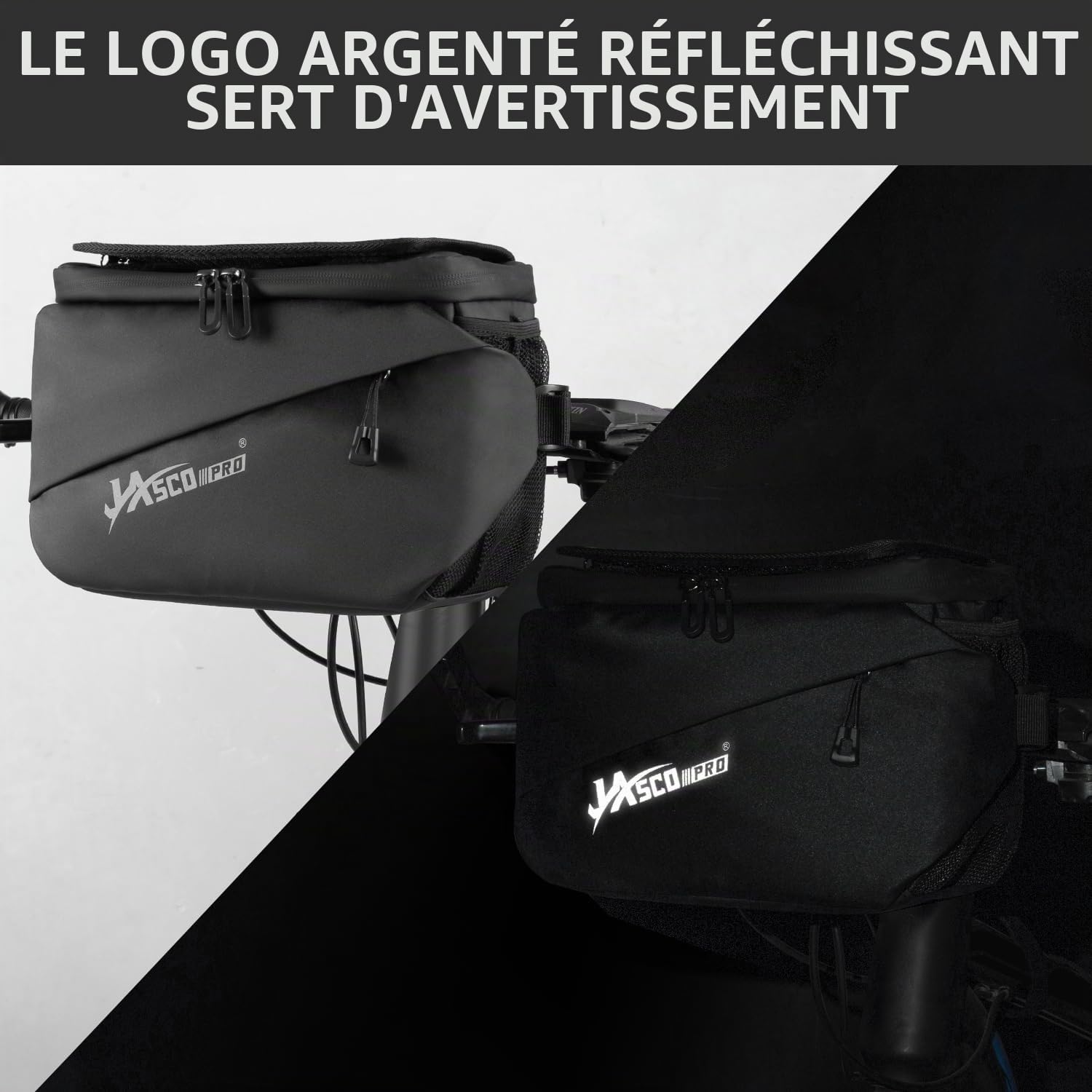 JASCOPRO 3en1 Sacoche Velo Guidon avec Adaptateur, 4.5L | Sac de Rangement Vélo Sacoche de Guidon Vélo Sac de Guidon étanche Sacoche de Guidon de Vélo Sac Avant de Vélo étanche Noir