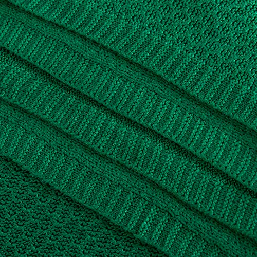 Image of NTBAY Rayon Derived from Bamboo Knit Throw Blanket, 51 x 67, Green | Breathable Cable Knit Throw Made with Rayon Derived from Bamboo, Soft Cooling Bed Throws for Sofa, Bed, Reading, and Travel