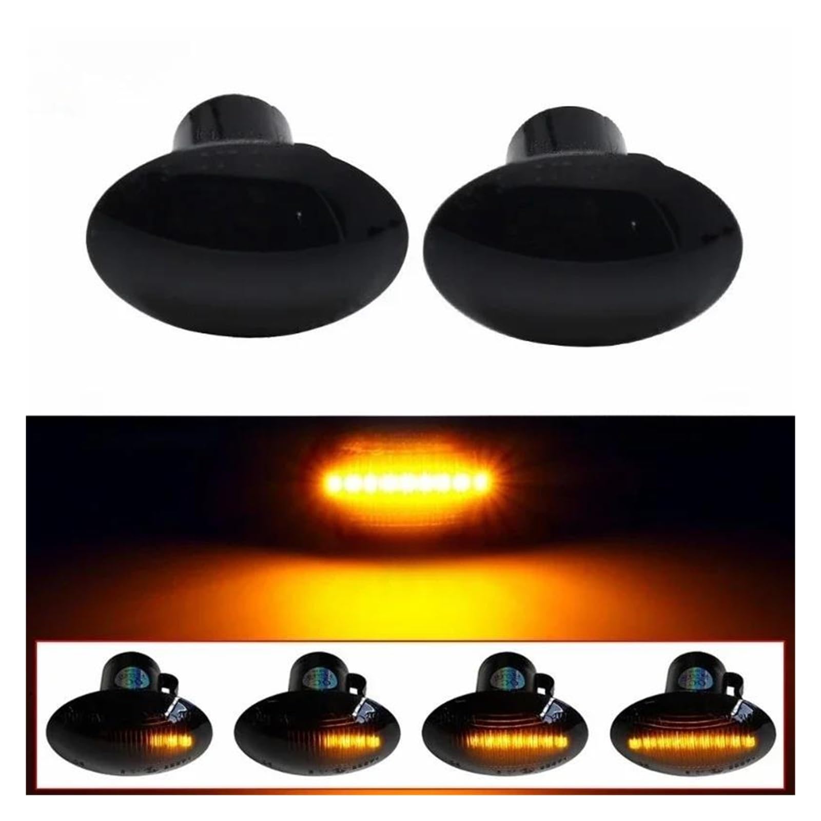 direzione dinamici Per FIAT Per 500 500C 500L Luci per auto Luci di posizione laterali per auto Indicatori di direzione LED Lampade dinamiche T10 2(Smoked Black 1pair)