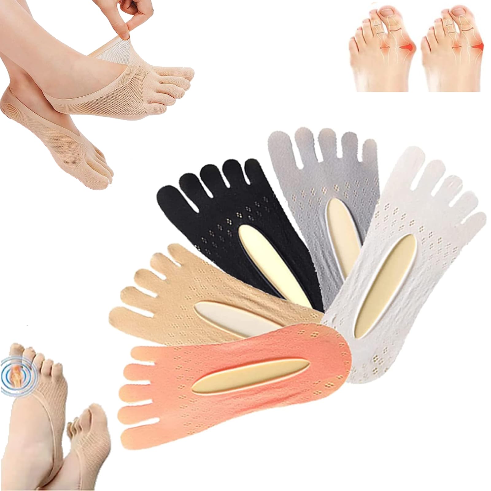 5Pairs Orthoes Bunion Relief Socks - Projoint Antibunions Health Sock, Orthotoe Compression Socks, Anti Bunion Socks, Sock Align Toe Socks for Bunion (A)