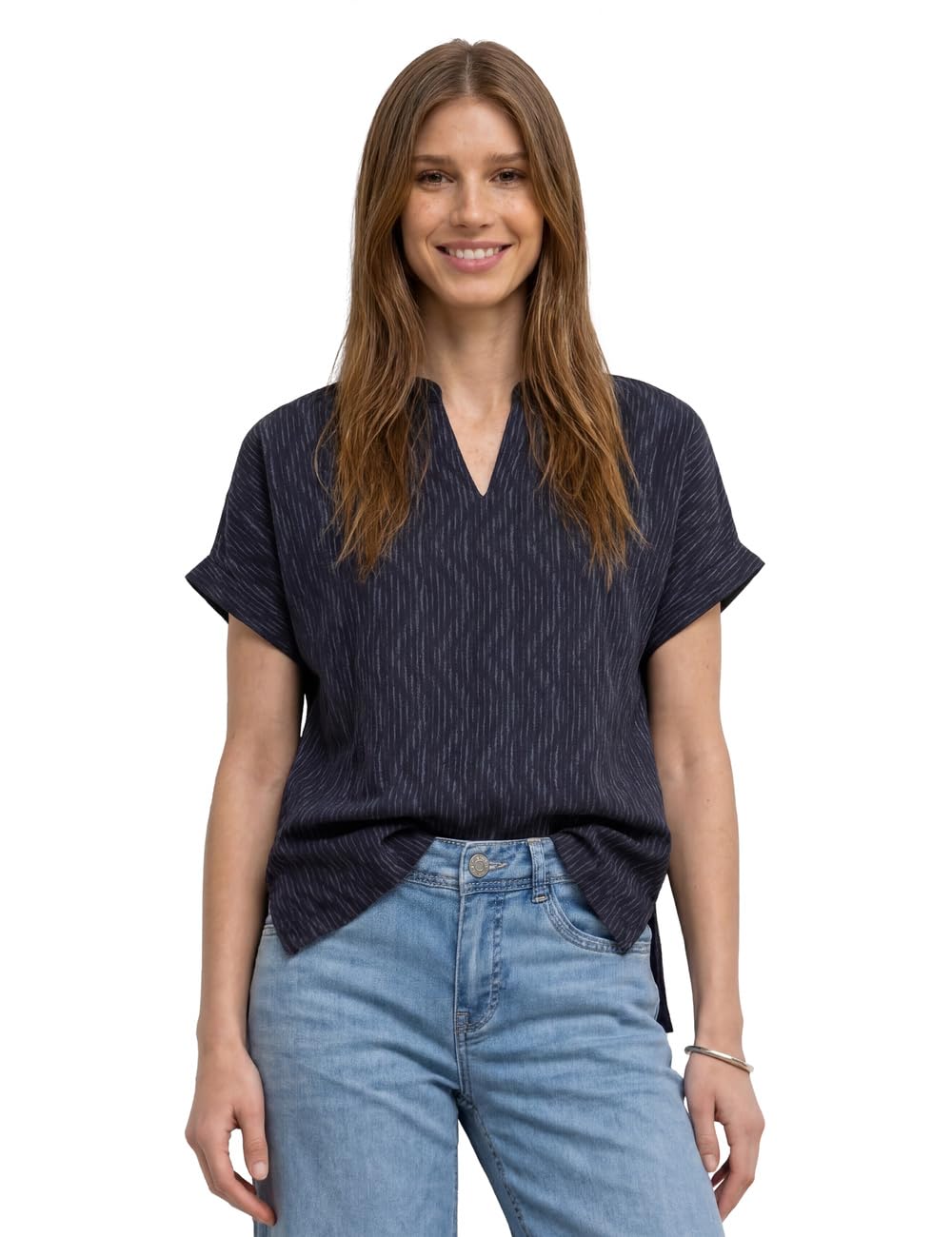 Damen Dropped Shoulder Shirt mit Split Neck