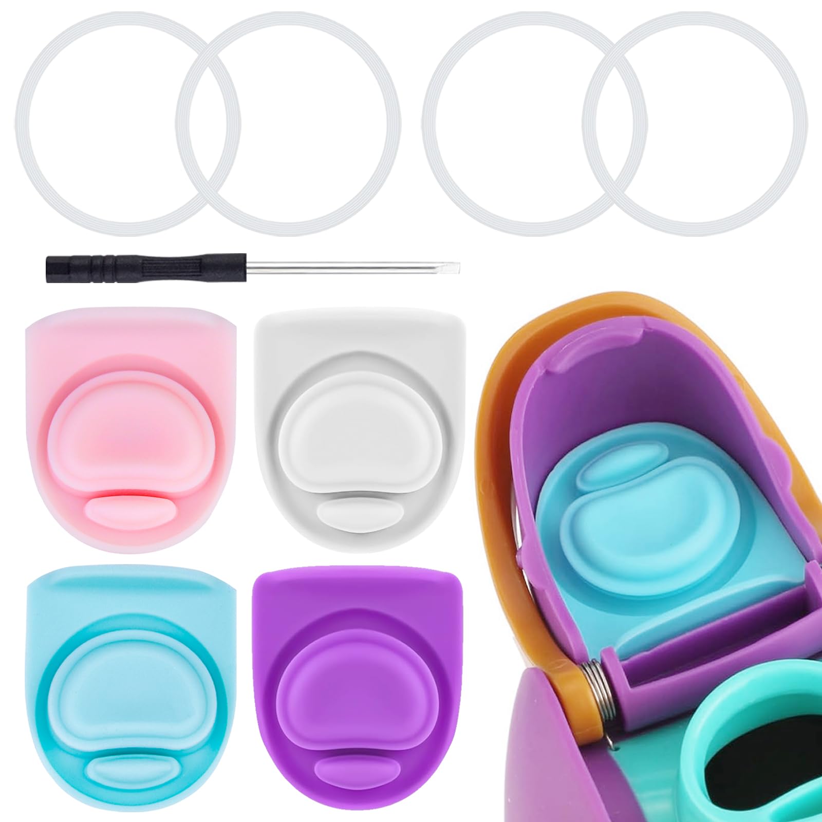 BMSQOFD 4 Sets Replacement Lid Rubber Seal for Owala FreeSip 24oz 32oz, Replacement Stopper and O Ring Gasket Parts Compatible with Owala 16/19/24/32/40oz Water Bottle Insert Silicone Accessories B1A — image 1