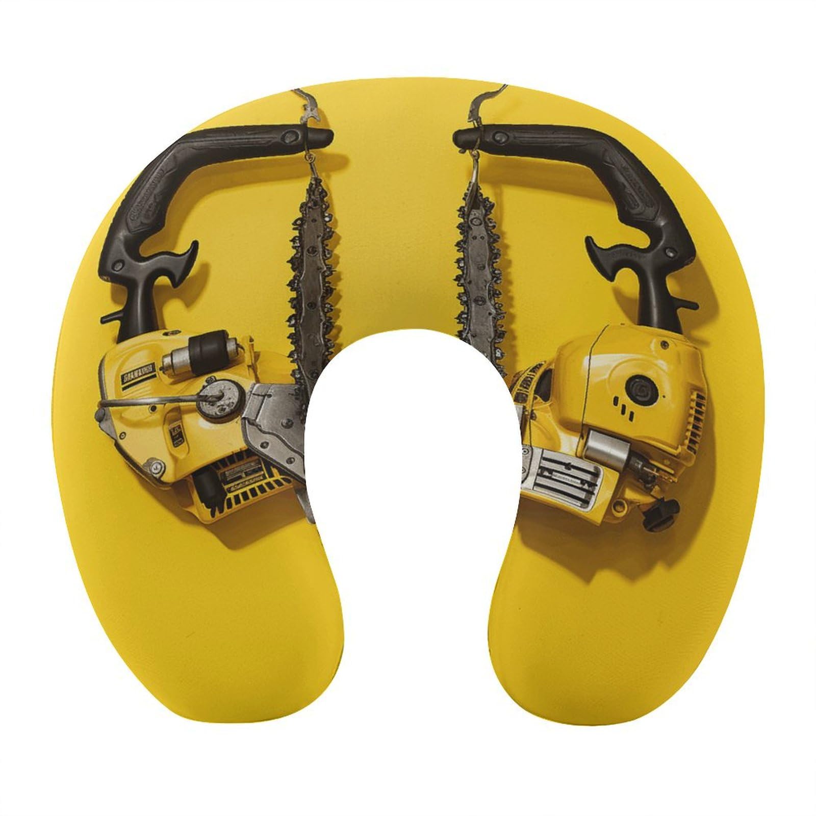 Oreiller de voyage jaune anti mal de cou avec support de tête ergonomique