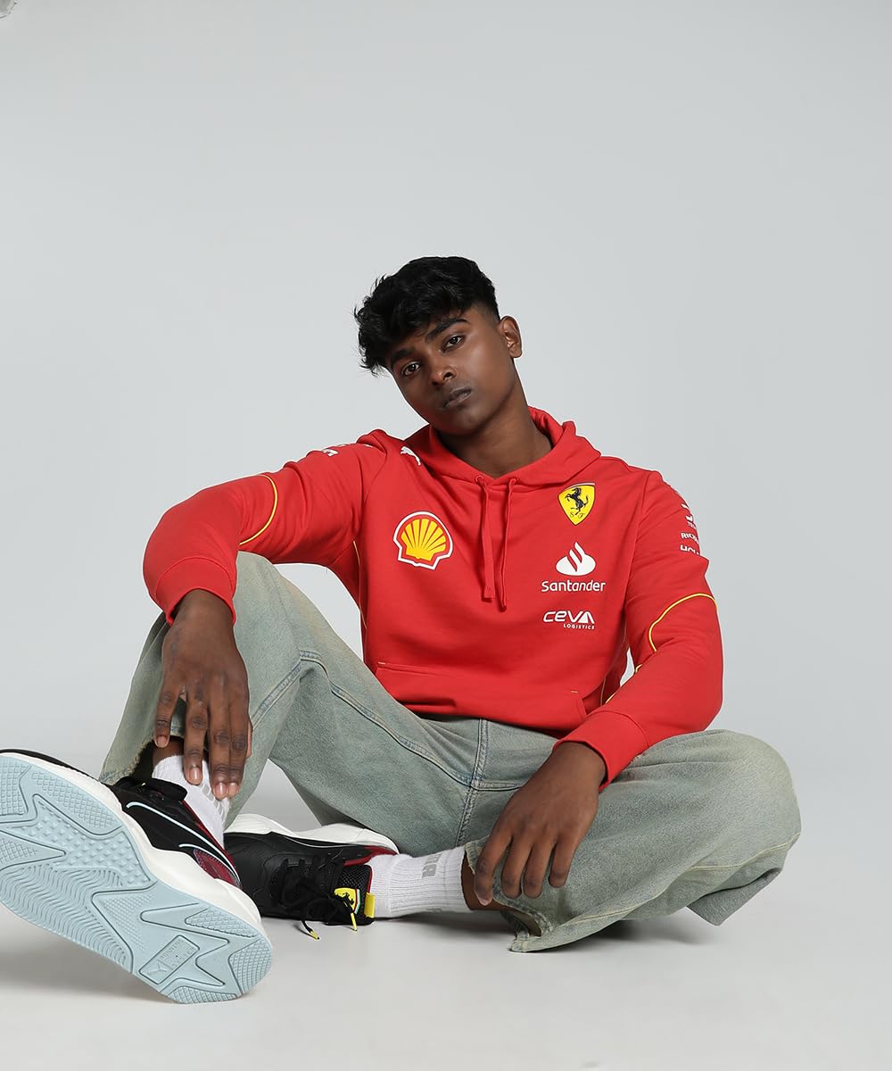 PUMA Felpa con Cappuccio Team Scuderia Ferrari 2024 Uomo Rosso Bruciato