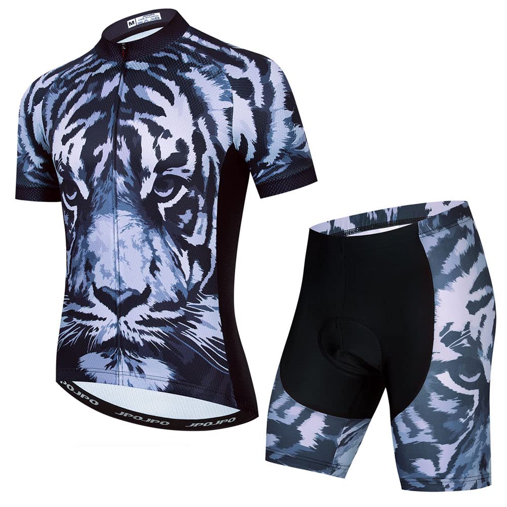 Men Cycling Jersey Set Cycle Short Sleeve Shirt and 3D Cushion Shorts Padded Suit Biking Top