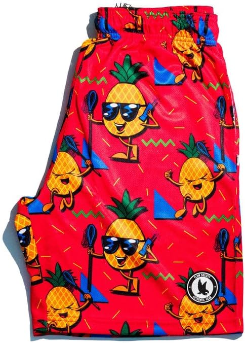 Flow Society Pineapple Lax Boys Shorts - Kid Athletic - Basketball - Baseball - Hockey - Football - Lacrosse - Pink - Image 2