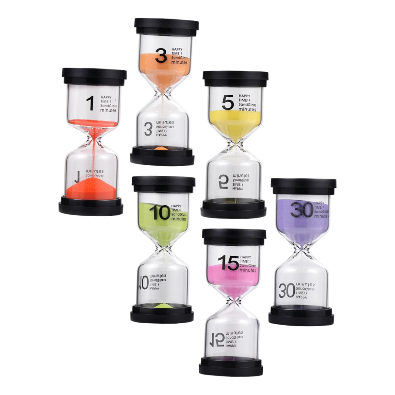 6pièces Minuteur Sablier Élégant pour Bureau Chronomètre pour Décoration Intérieure Et Activités Enseignement