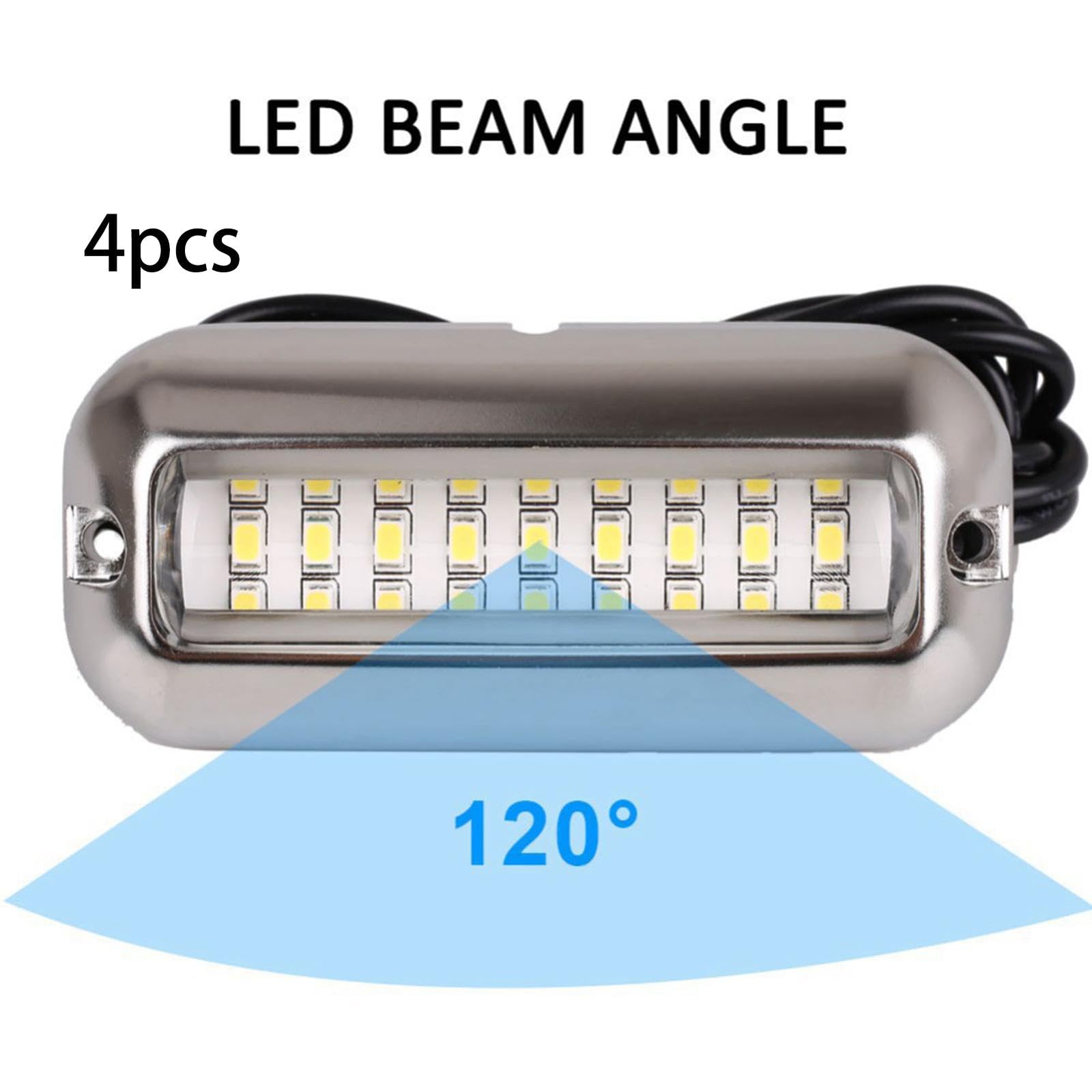 4 Pezzi Luci di Poppa per Barca 27 LED Acciaio Inossidabile Luci Marine Subacquee Compatte Facili da Installare Adatte per Pesca, Nautica, Yachting, Luce Rossa
