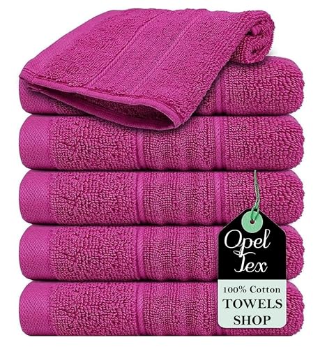OPEL TEX 6X Face Cloth Flannels 100% Egyptian Cotton Set (30 x 30 cm, 600-GSM) Super Soft Highly Absorbent Quick Dry Hand Washcloths Gym Spa Towels (Pink)