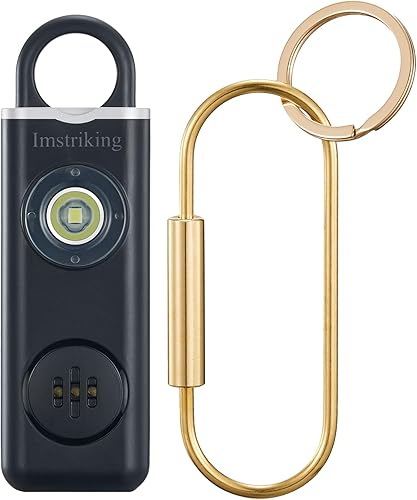 Llavero de alarma de seguridad personal recargable para mujeres, llavero de autodefensa con luz estroboscópica y sirena de 130 dB que ayuda a
