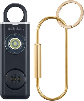 Rechargeable Personal Safety Alarm Keychain for Women,Self Defense Keychain Alarm with Strobe Light and 130dB Siren Help Women,Men,Elderly, Emergency Security Whistle Alert Black