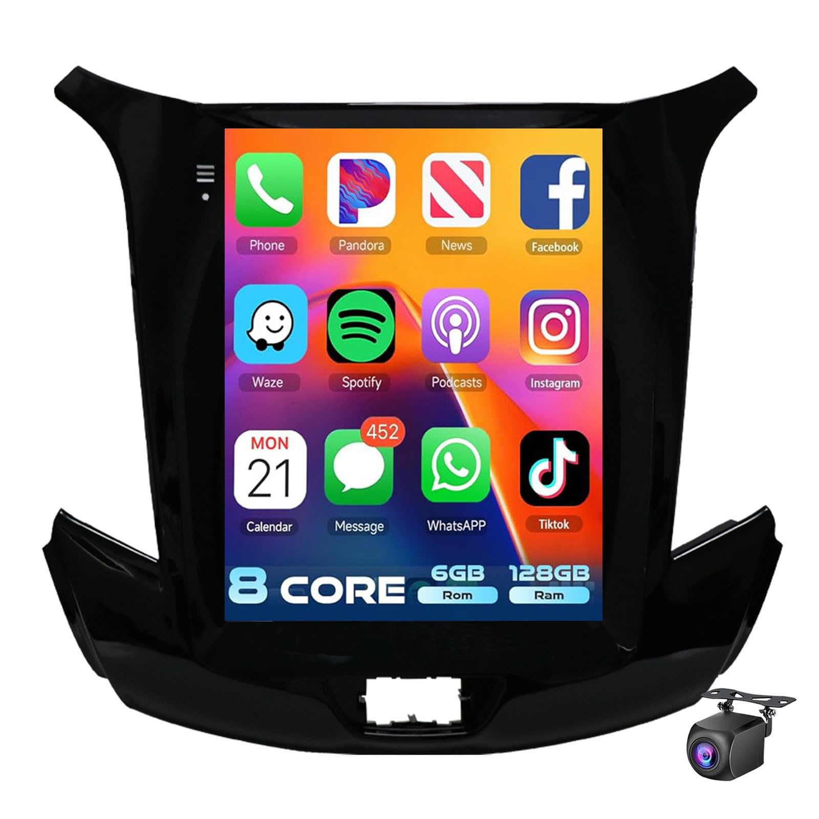 9.7 Inch Android 15 Car Stereo For Che-vrolet Cruze J300 2015-2018 Car Radio With Wireless CarPlay Android Auto HD Touchscreen Bluetooth GPS Navigation WiFi FM RDS SWC Reversing Came(Size:8Core 4+64G)