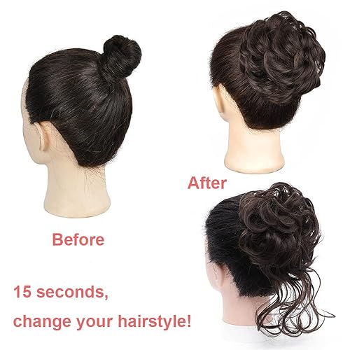 Miniatura 6 de KETHBE Extension de Cabello con Moño Desordenado para Mujer, Banda Elástica para Peinados Rizados, Extensiones de Cabello para Moños, Scrunchie para