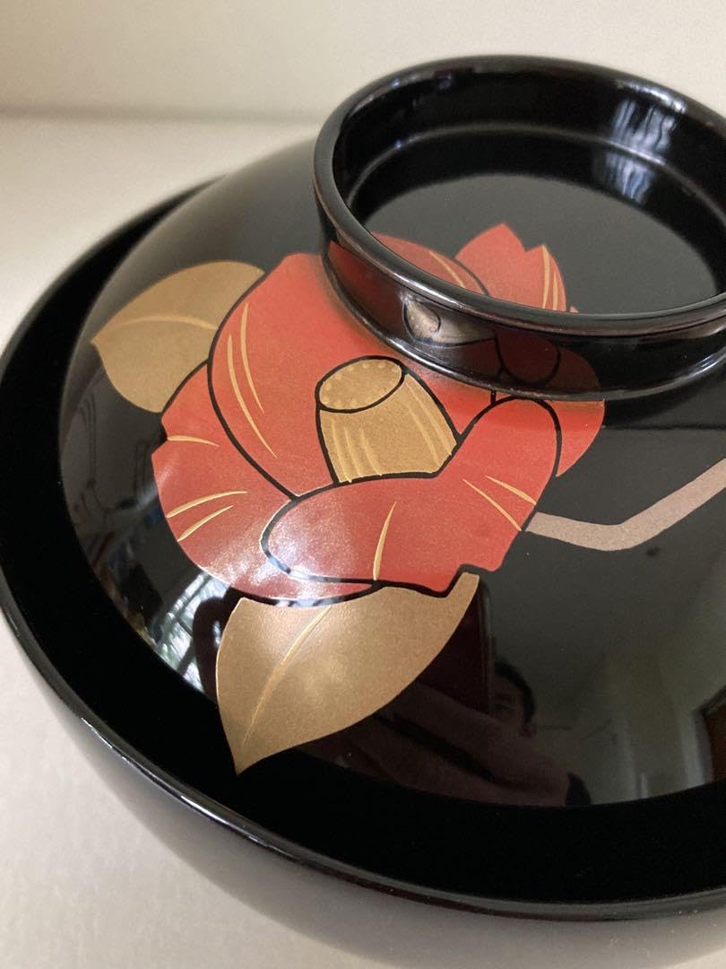 輪島 蒔絵師　菊谷正巳　塗師　慶峰作 　椿蒔絵　５客 輪島 蒔絵師菊谷正巳塗師慶峰作 椿蒔絵5客