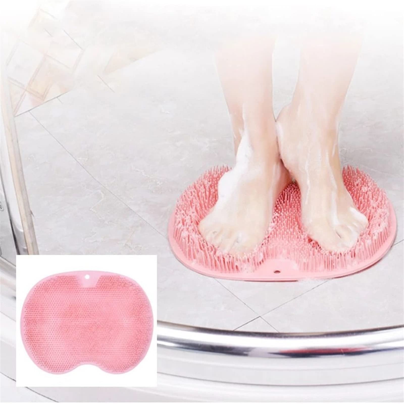 Esponjas de baño para fregar pies, cepillo de lavado, almohadilla de baño, ventosa para la espalda, antideslizante, herramienta de limpieza de ducha de masaje (gris)