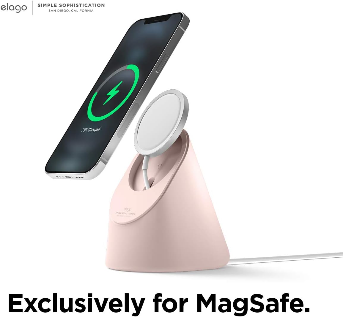 elago MS1 Charging Stand Compatible with MagSafe Charger - Premium Silicone Stand Compatible with iPhone 17/16/15/14/13/12 Series, for iOS Standby Mode [Sand Pink] [Charging Cable Not Included] - Image 7